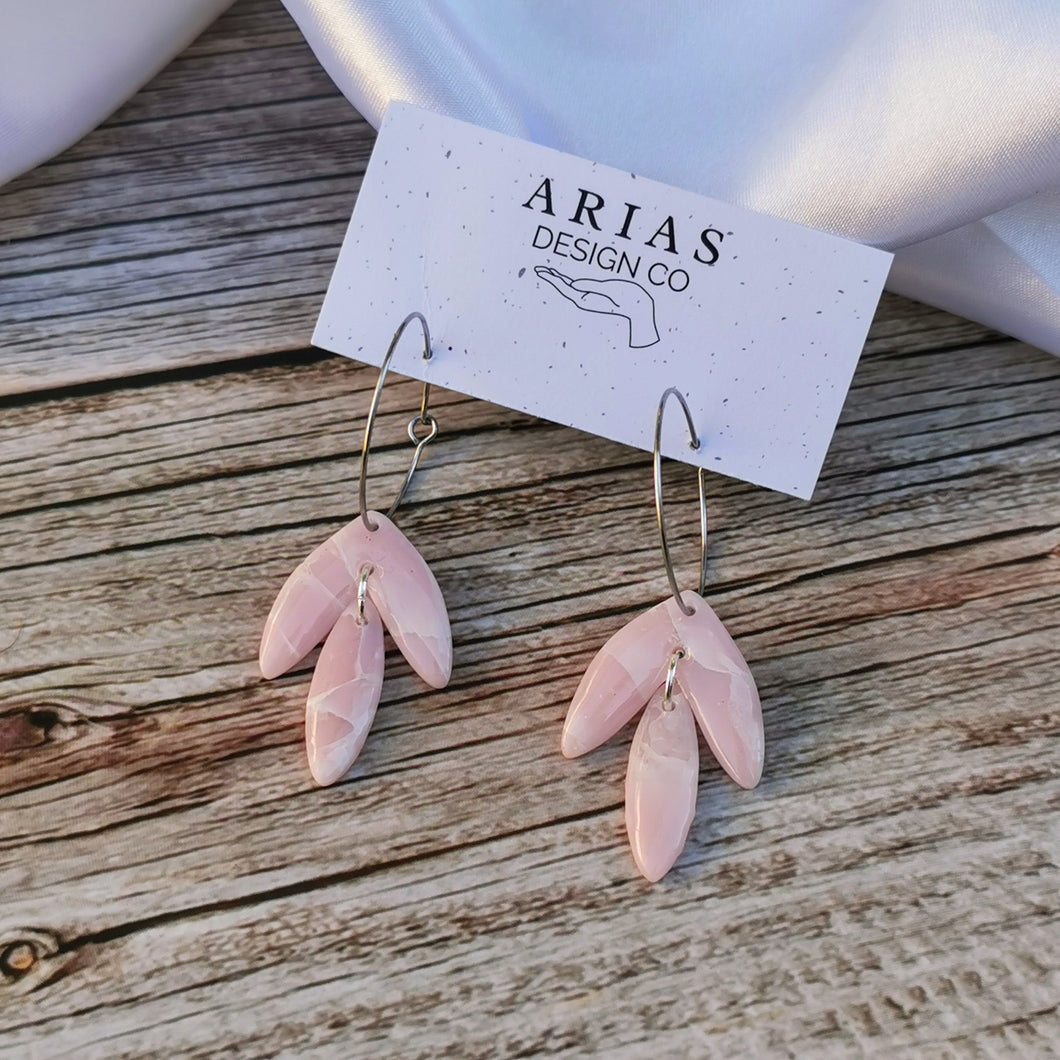 Faux Stone Petal | Hoop Earrings | Arias Design Co