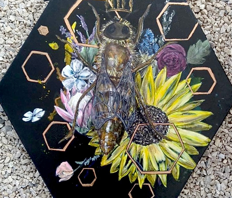 ‘Queen Bee’ | Hexagon Wall Art | Dani Hedges